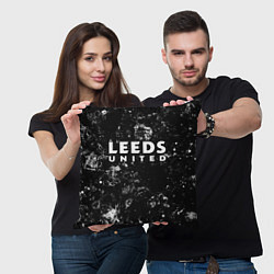 Подушка квадратная Leeds United black ice, цвет: 3D-принт — фото 2