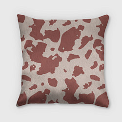 Подушка квадратная Коровий паттерн коричневого цвета, цвет: 3D-принт