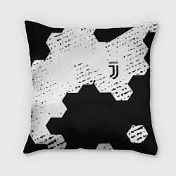 Подушка квадратная Juventus hexagon black sport, цвет: 3D-принт