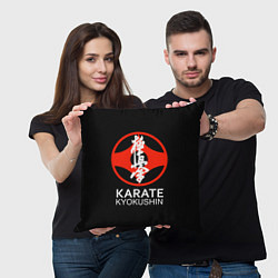 Подушка квадратная Карате кёкусинкай - эмблема, цвет: 3D-принт — фото 2