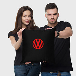 Подушка квадратная Volkswagen red logo, цвет: 3D-принт — фото 2