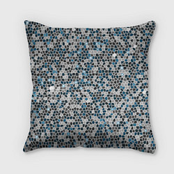 Подушка квадратная Паттерн мозаика серый с голубым, цвет: 3D-принт
