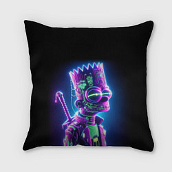 Подушка квадратная Bart Simpson cyber ninja - neon glow