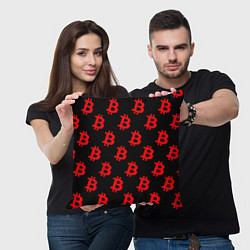 Подушка квадратная Bitcoin red logo money, цвет: 3D-принт — фото 2