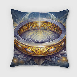 Подушка квадратная Elden Ring лого и волшебное золотое кольцо