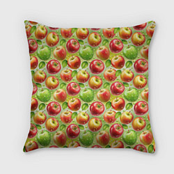 Подушка квадратная Натуральные яблоки паттерн, цвет: 3D-принт