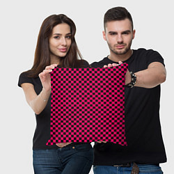 Подушка квадратная Паттерн розовый клетка, цвет: 3D-принт — фото 2