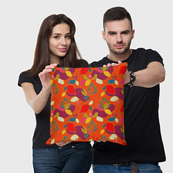 Подушка квадратная Яркие ягодки-листочки, цвет: 3D-принт — фото 2
