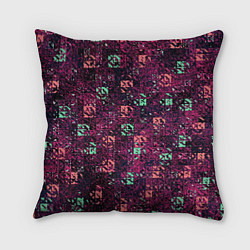 Подушка квадратная Тёмный пурпурный текстурированный кубики