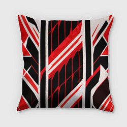 Подушка квадратная Red and white lines on a black background, цвет: 3D-принт
