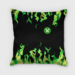Подушка квадратная Minecraft green flame