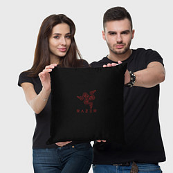 Подушка квадратная Razer red logo, цвет: 3D-принт — фото 2