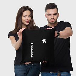 Подушка квадратная Peugeot logo white, цвет: 3D-принт — фото 2