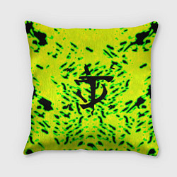 Подушка квадратная Doom кислотный стиль лого, цвет: 3D-принт