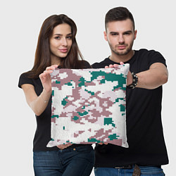 Подушка квадратная Пиксельный камуфляж европа, цвет: 3D-принт — фото 2