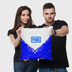 Подушка квадратная PUBG синие краски, цвет: 3D-принт — фото 2