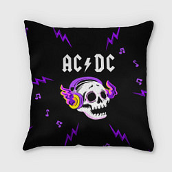 Подушка квадратная AC DC неоновый череп