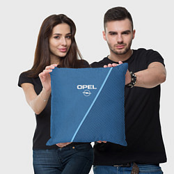 Подушка квадратная Opel сине-голубой в полоску, цвет: 3D-принт — фото 2