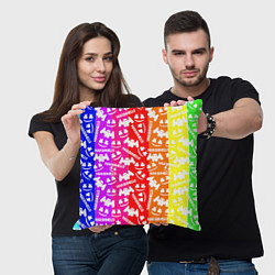 Подушка квадратная Marshmello rainbow, цвет: 3D-принт — фото 2