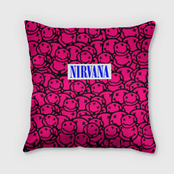 Подушка квадратная Nirvana pink logo