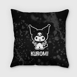 Подушка квадратная Kuromi glitch на темном фоне