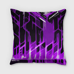 Подушка квадратная Abstract purple stripes on a black background