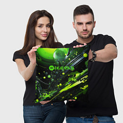 Подушка квадратная Deadlock logo зеленая абстракция, цвет: 3D-принт — фото 2