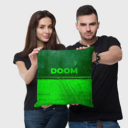 Подушка квадратная Doom - green gradient посередине, цвет: 3D-принт — фото 2