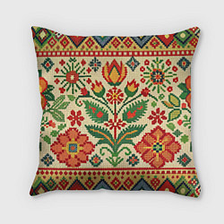 Подушка квадратная Славянский узор и орнамент, цвет: 3D-принт
