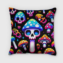 Подушка квадратная Ice cream skull and fly agaric - ai art fantasy, цвет: 3D-принт