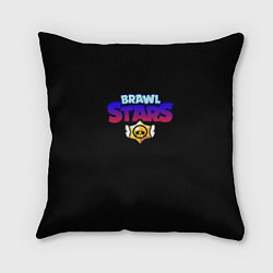 Подушка квадратная Brawl stars neon logo, цвет: 3D-принт