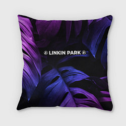 Подушка квадратная Linkin Park 2024 neon monstera