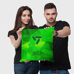 Подушка квадратная Seventeen green poly, цвет: 3D-принт — фото 2