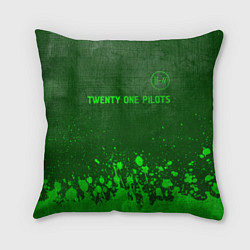 Подушка квадратная Twenty One Pilots - green gradient посередине