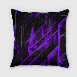 Подушка квадратная Purple stripes on a black background, цвет: 3D-принт