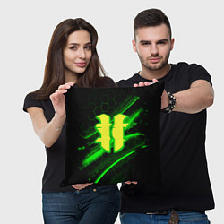 Подушка квадратная Starcraft 2 кислотные соты линии, цвет: 3D-принт — фото 2