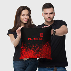 Подушка квадратная Paramore - red gradient посередине, цвет: 3D-принт — фото 2