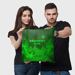 Подушка квадратная Resident Evil - green gradient посередине, цвет: 3D-принт — фото 2