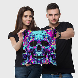Подушка квадратная Cool skull sketch - blots, цвет: 3D-принт — фото 2
