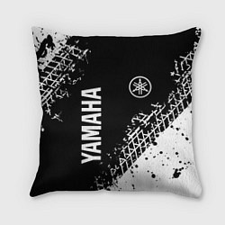 Подушка квадратная Yamaha - следы от шин, цвет: 3D-принт