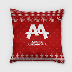 Подушка квадратная Новогодний Asking Alexandria с оленями, цвет: 3D-принт