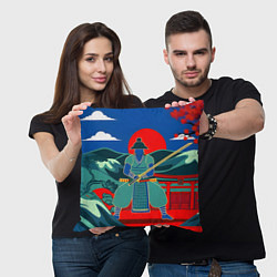 Подушка квадратная Яркий ретро самурай, цвет: 3D-принт — фото 2