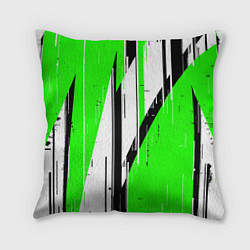 Подушка квадратная Black and white vertical stripes on a green backgr