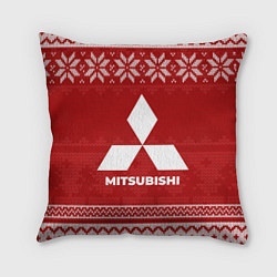 Подушка квадратная Новогодний Mitsubishi, цвет: 3D-принт