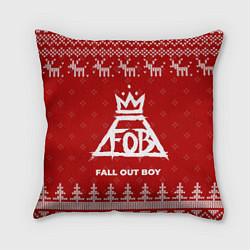 Подушка квадратная Новогодний Fall Out Boy с оленями, цвет: 3D-принт