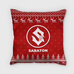 Подушка квадратная Новогодний Sabaton с оленями, цвет: 3D-принт