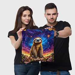Подушка квадратная Ленивец и звездное небо, цвет: 3D-принт — фото 2