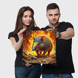 Подушка квадратная Броненосец в огне, цвет: 3D-принт — фото 2