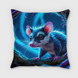 Подушка квадратная Опоссум в синей туманности, цвет: 3D-принт