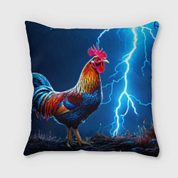 Подушка квадратная Петух и молния, цвет: 3D-принт